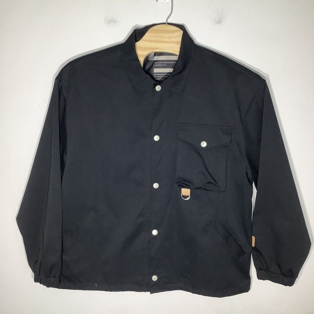 Chinism Mens Long Sleeve Snap Button Jacket Black Size 4XL